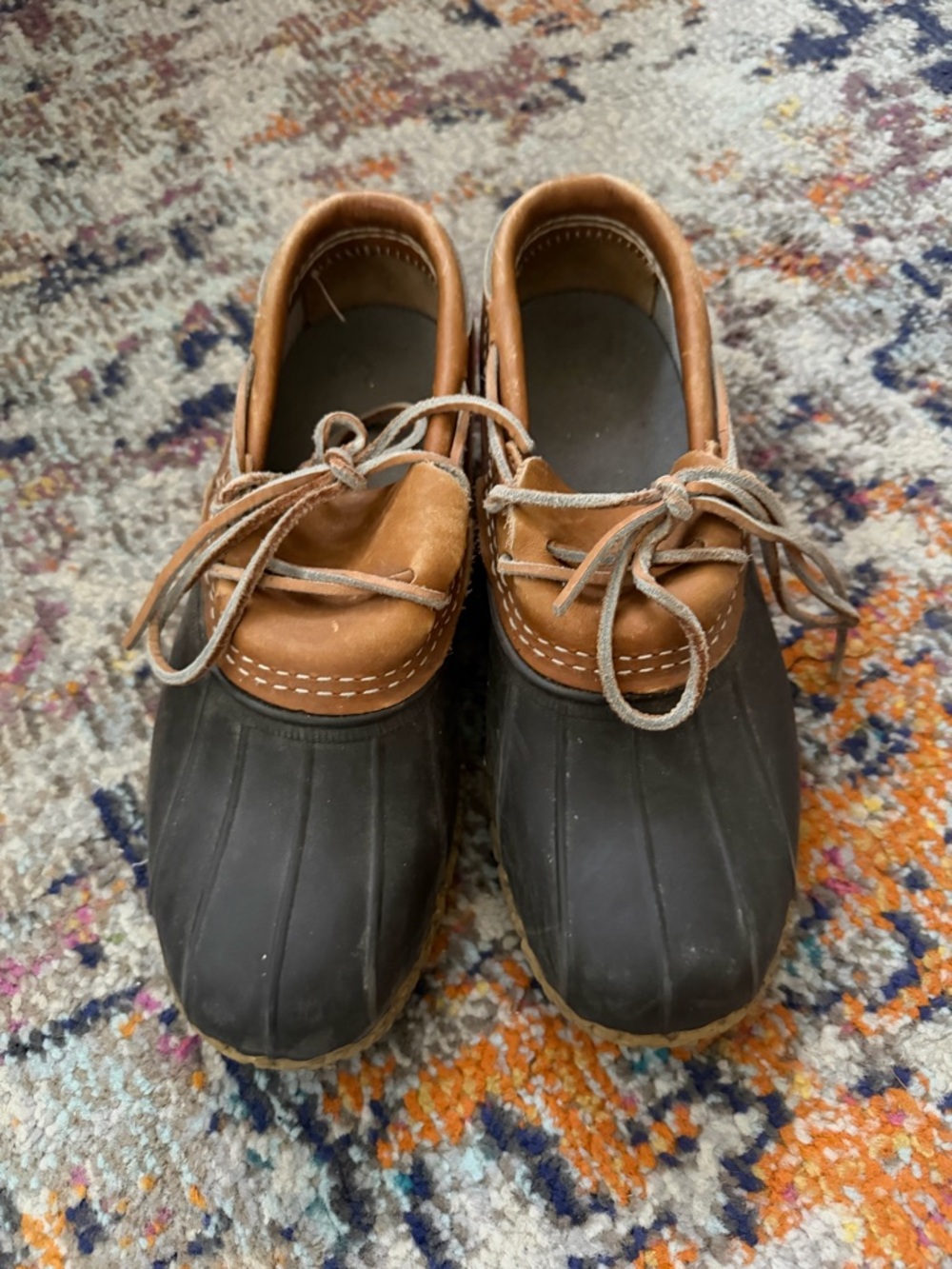 L.L. Bean Brown and Black Leather-Trim Duck Boots size 8